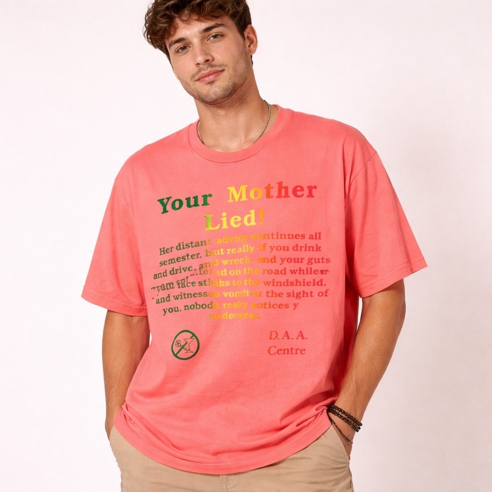 Vintage Pink‎ T-Shirt Your Mother Lied DAA Centre Graphic Boxy XL 90s Tee